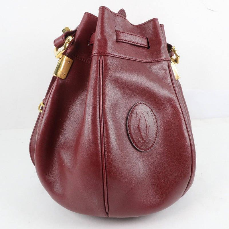 [Cartier] Cartier Masteline Shoulder Bag Calf Red Ladies Shoulder Bag A Rank
