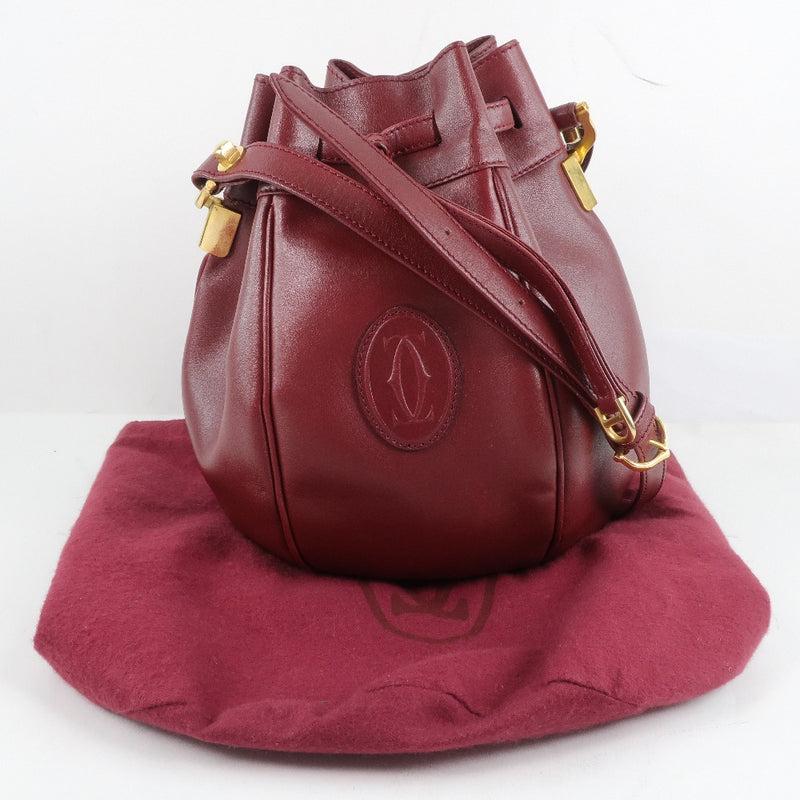 [Cartier] Cartier Masteline Shoulder Bag Calf Red Ladies Shoulder Bag A Rank