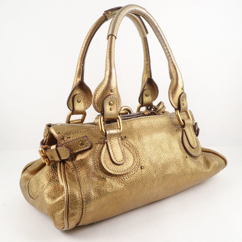 [Chloe] Chloe Paddington Handbag de cuero de cuero Gold Ladies Bold