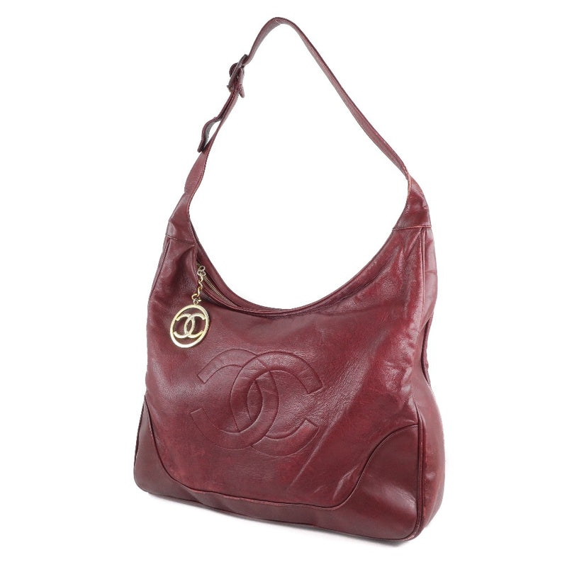 [Chanel] Bolsa de hombro de ternero Chanel Burdeos/Red Ladies Shoulder Bagn