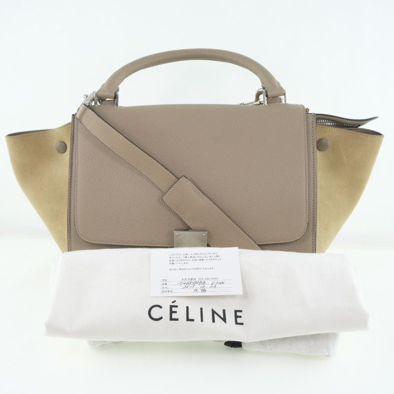 [Celine] Celine Traps Pequeño hombro 24683mdB 03UN Cuero x bolso de nubuck bags a rank
