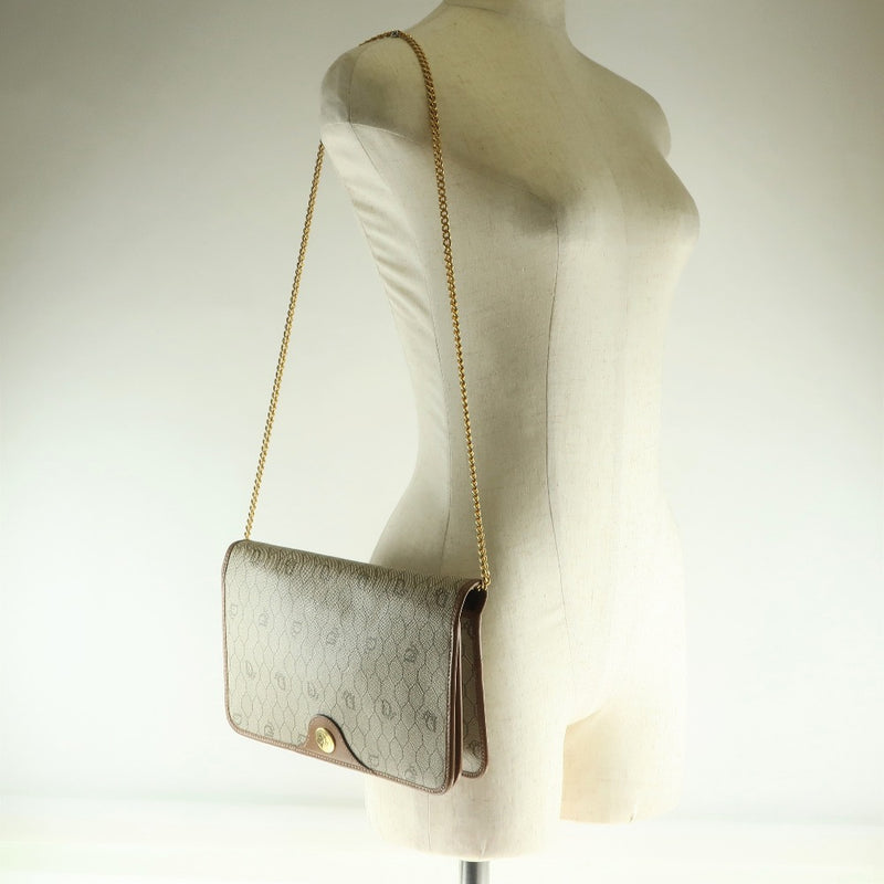 [Dior] CHRISTIAN DIOR Cadena hombro Vintage Bolso de hombro PVC Cubrido PVC lienzo beige damas bolso de hombro un rango