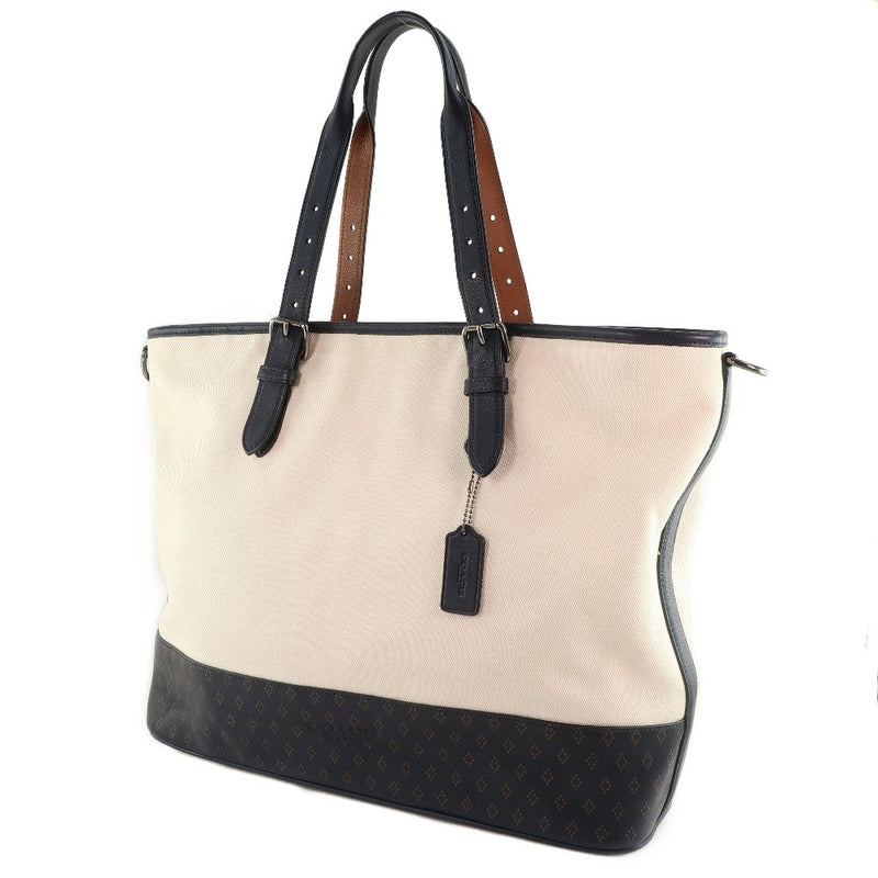 [Entrenador] Entrenador Mother Bag Mercers Diamond Furad F72155 Bag Bag Canvas x Leather White Ladies Bag A-Rank