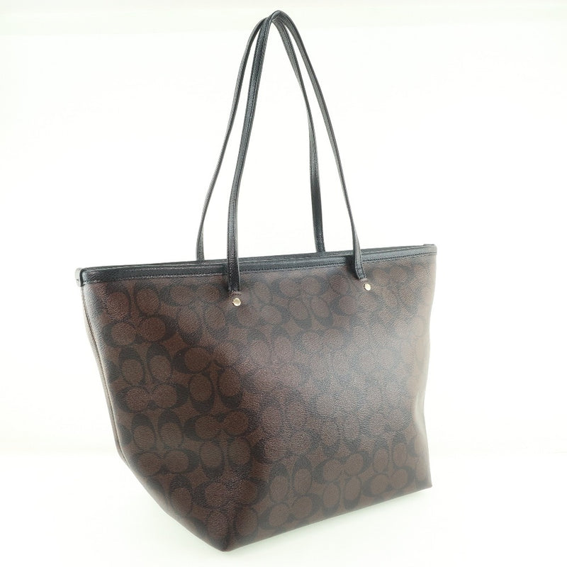 [Coach] Coach signature F34104 Tote bag PVC coating canvas tea Ladies Tote Bag A-Rank
