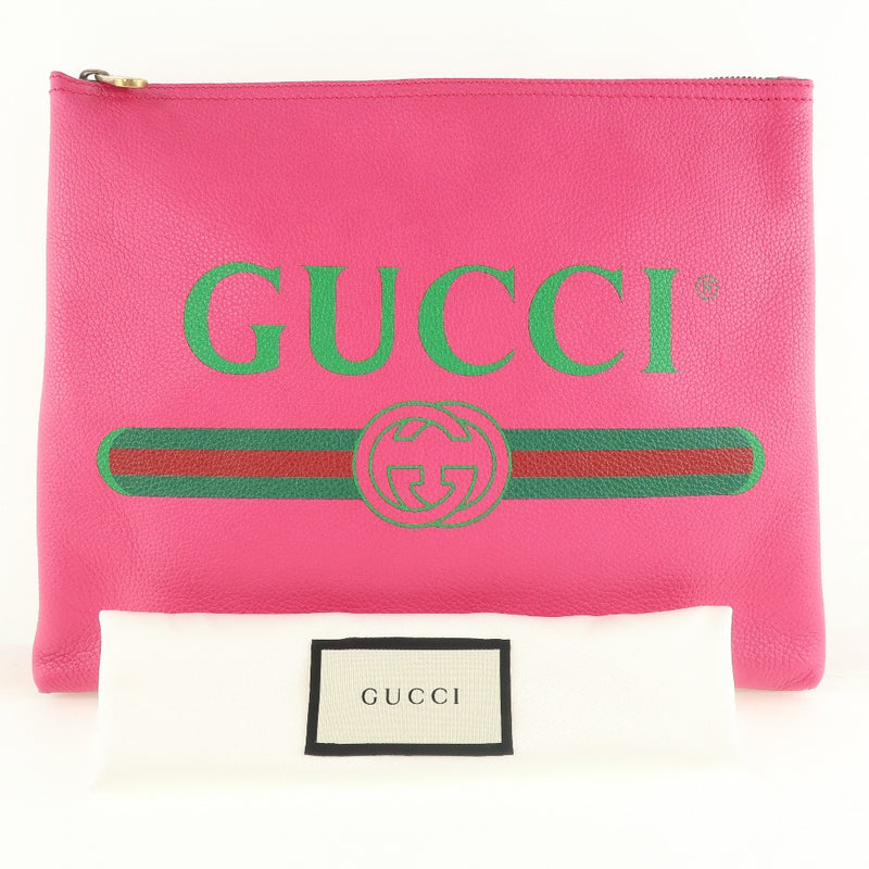 [GUCCI] Gucci second bag medium portfolio 500981 Clutch bag leather pink unisex clutch bag S rank