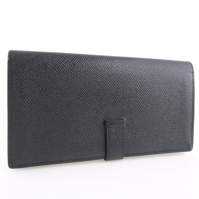 [HERMES] Hermes Beansfuru Long Wallet Vo Epson Black T engraved Unisex Long Wallet A Rank