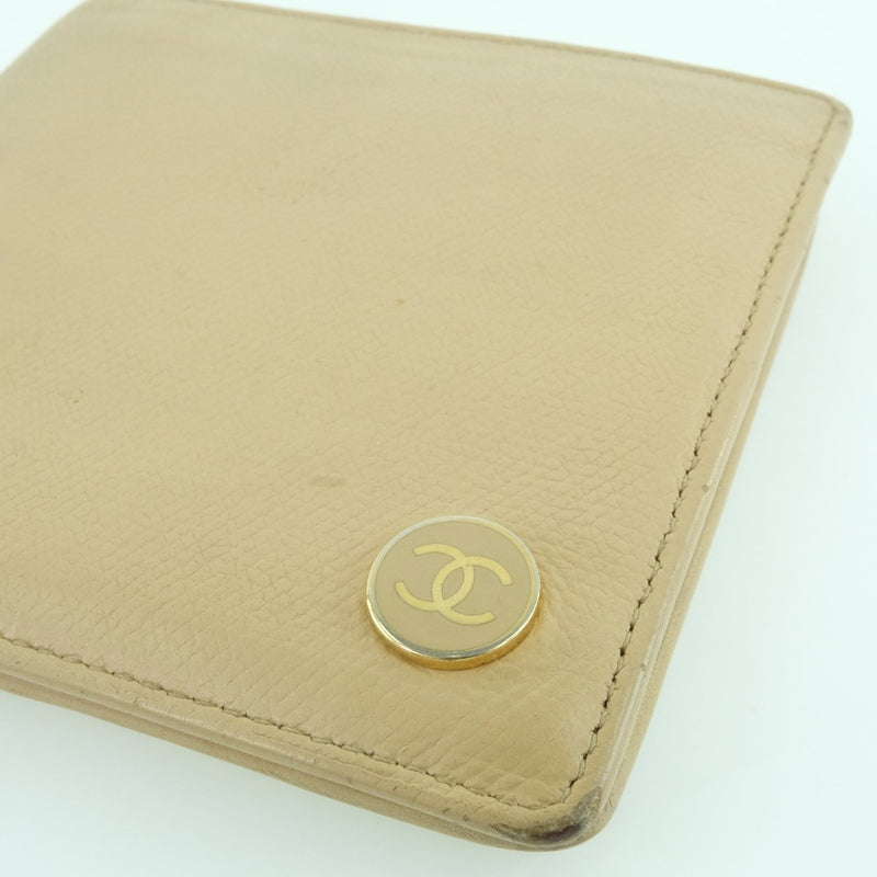 【CHANEL】シャネル
 ココマーク 二つ折り財布
 カーフ ベージュ レディース 二つ折り財布