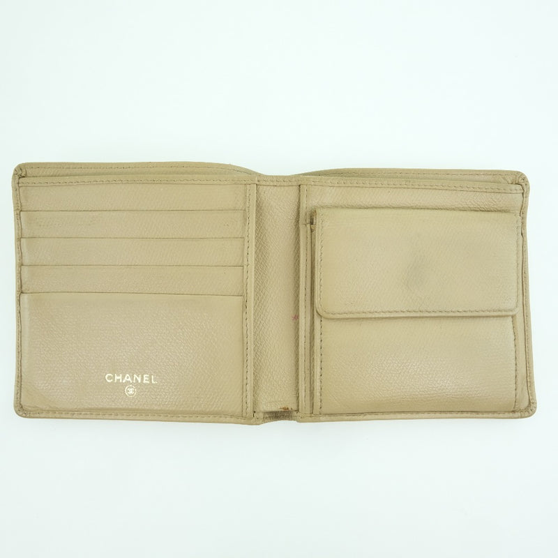 [CHANEL] Chanel Coco Mark Bi -fold Wallet Calf Beige Ladies Bi -fold Wallet