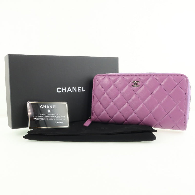 CHANEL BOY CHANEL Lambskin Plain Leather Folding Wallet Folding Wallets