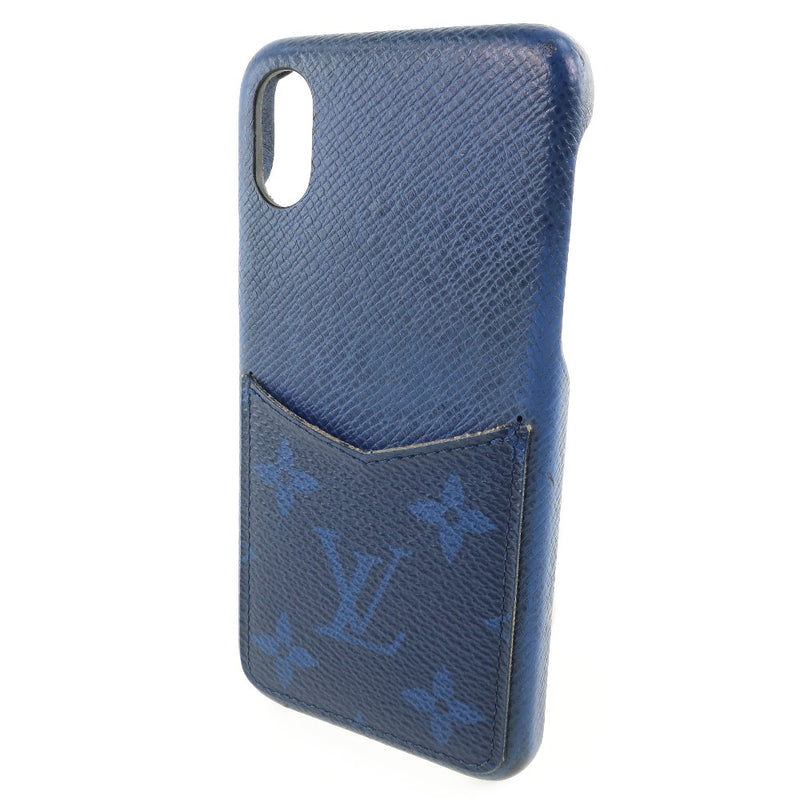[LOUIS VUITTON] Louis Vuitton iPhone X/XS Tigarama M30273 Smartphone Case Leather Blue BC2119 Engraved Unisex Smartphone Case