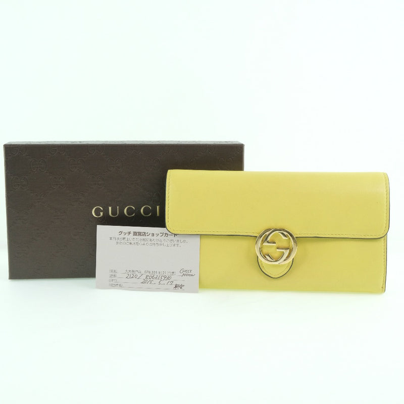 [Gucci] Gucci entrelazado 369663 billetera larga ternero amarillo unisex billetera larga a rank