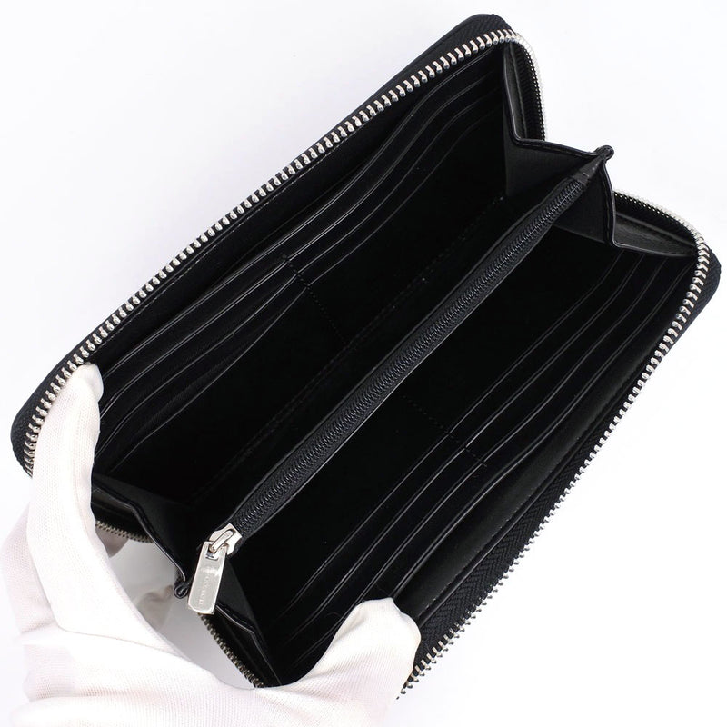 [Coach] Coach round zipper signature F54630 Long wallet PVC coating canvas black unisex long wallet S rank