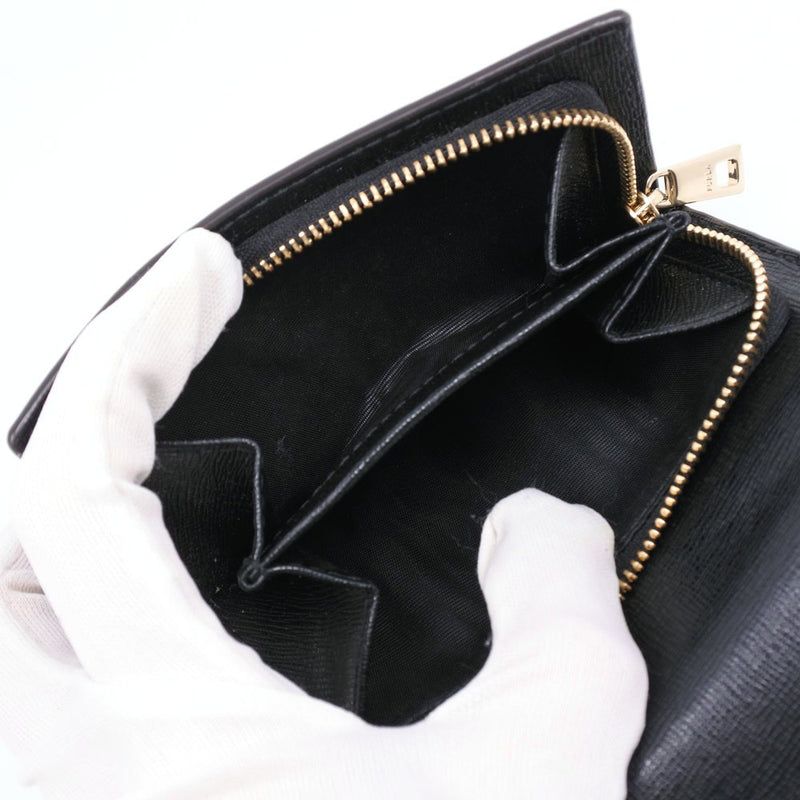 [FURLA] Furla three -fold wallet leather black ladies triple fold wallet A+rank