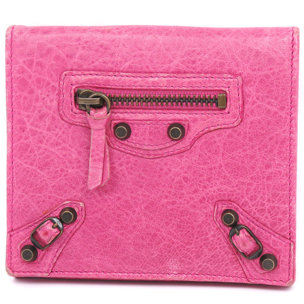 [BALENCIAGA] Balenciaga Classic Window Compact 278738 Bi-fold wallet Leather Pink Ladies Bi-fold Wallet A-Rank