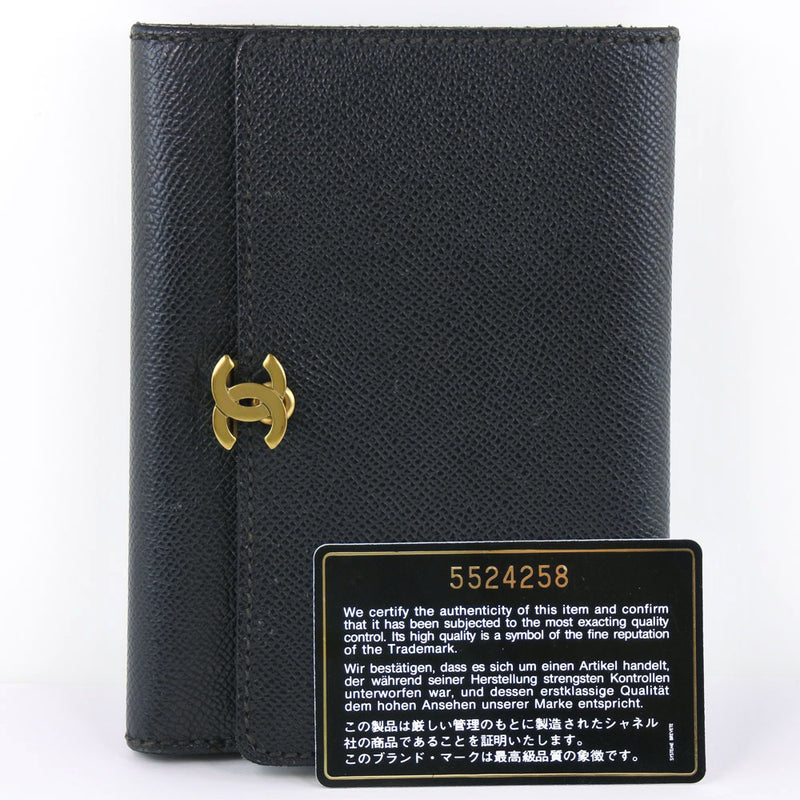 [Chanel] Chanel bi -fold billet de billetera caviar piel damas negras bi -billet