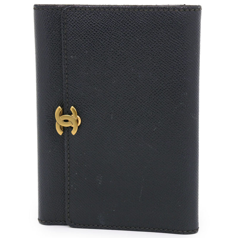 [샤넬] 샤넬 bi- 폴드 지갑 매트 캐비어 피부 검은 여자 bi- 폴드 지갑