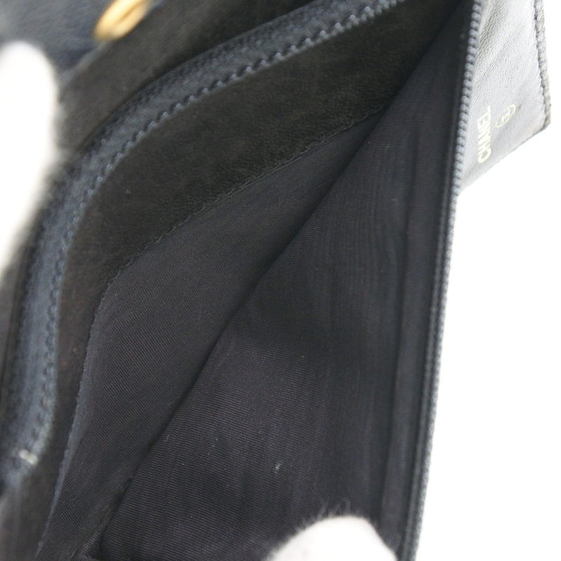 [샤넬] 샤넬 bi- 폴드 지갑 매트 캐비어 피부 검은 여자 bi- 폴드 지갑