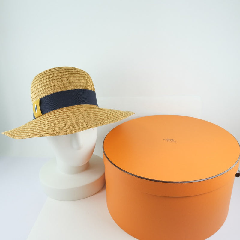 [Hermes] Hermes 
 Sombrero de cinta 
 Sombrero de paja Hamacha Grosgrain Ribbon Ladies A+Rank
