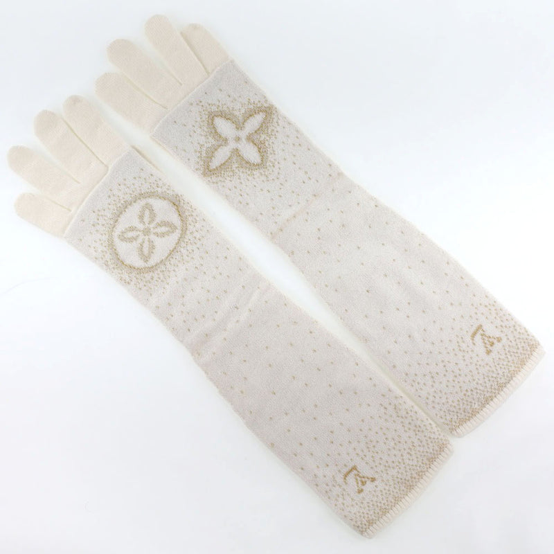 【LOUIS VUITTON】ルイ・ヴィトン
 ロング手袋 モノグラム 手袋
 カシミヤ 白 レディース 手袋
A-ランク
