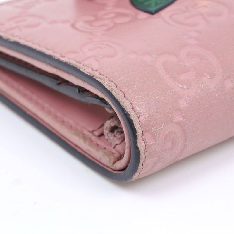 【GUCCI】グッチ
 チェリー 476050 二つ折り財布
 シマレザー ピンク レディース 二つ折り財布