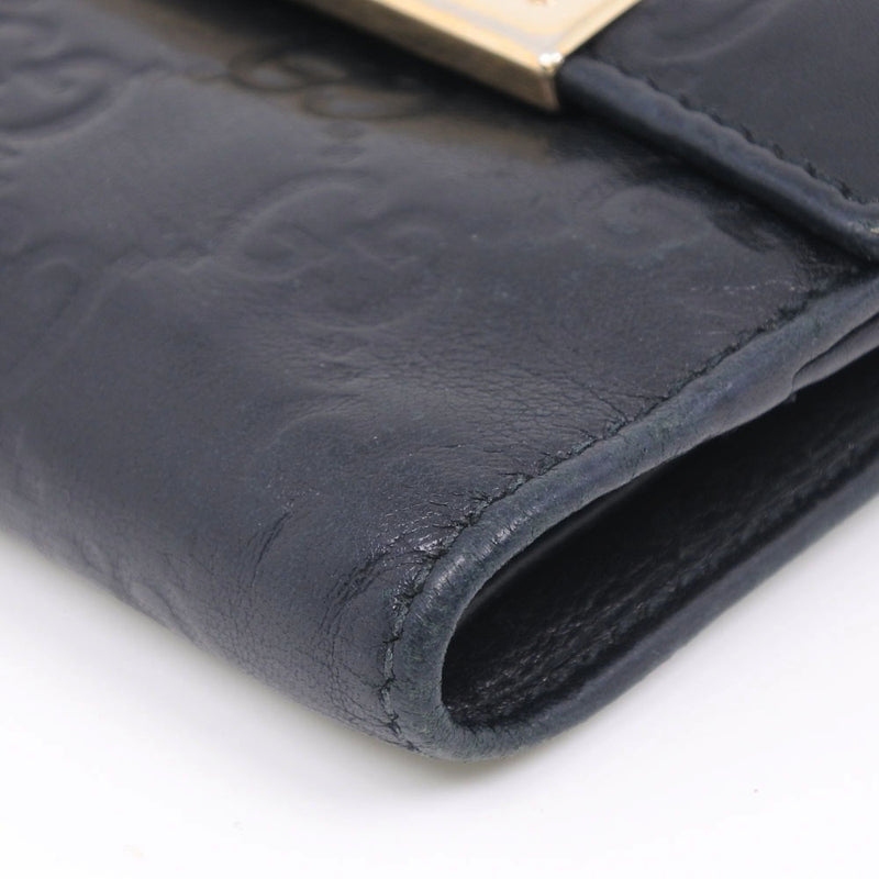 [Gucci] Gucci 112664 Bi -Fold Wallet Simer Leather Black Ladies Bi -Fold Callet