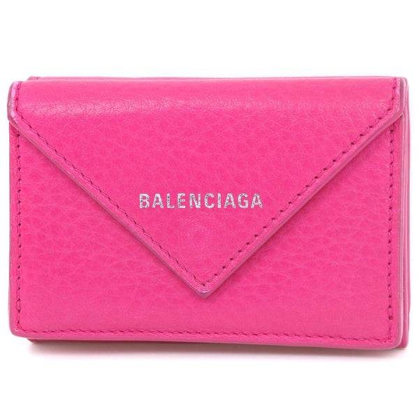 [BALENCIAGA] Balenciaga Paper Mini Milky Fold Wallet 391446 Leather Pink Snap Button Paper Mini Ladies