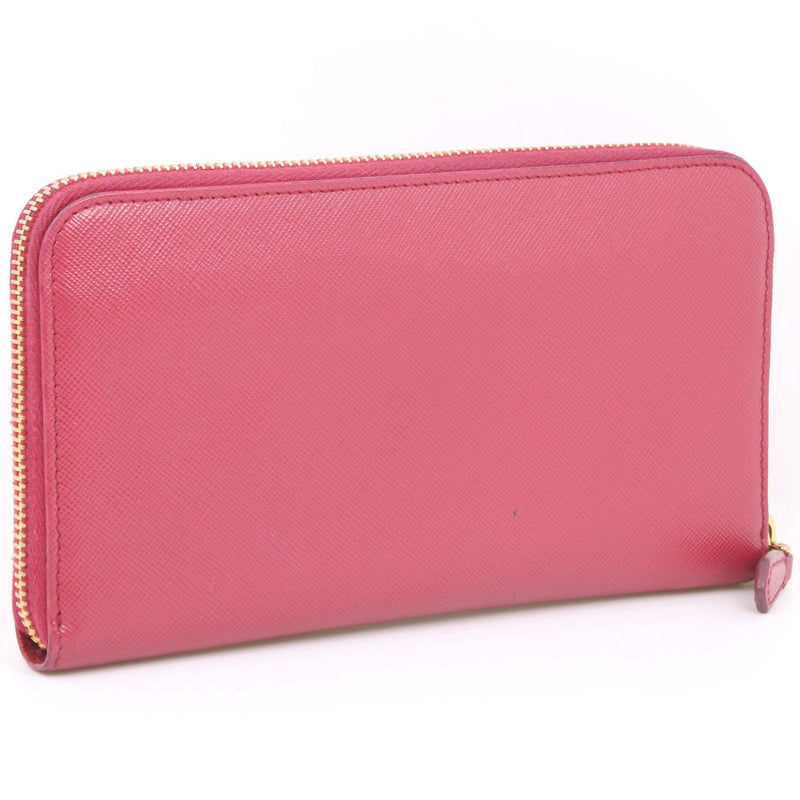 [PRADA] Prada round zipper 1m0506 Long Wallet x Safiano Pink Ladies Long Wallet A-Rank