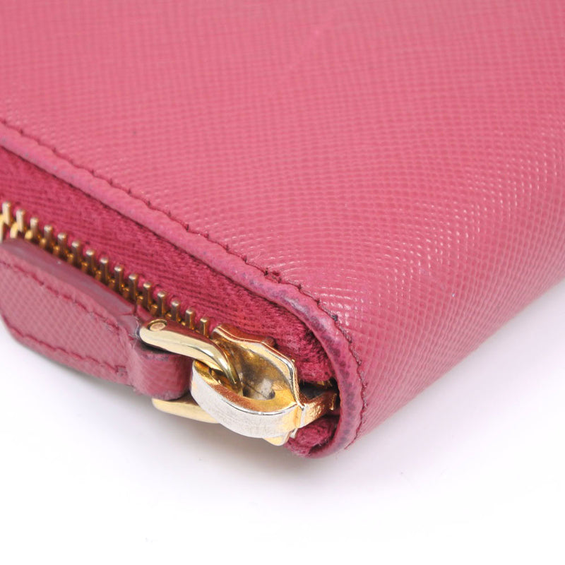 [Prada] Prada Red Round Zipper 1M0506 Long Wallet x Safiano Ladies Long Wallet A-Rank
