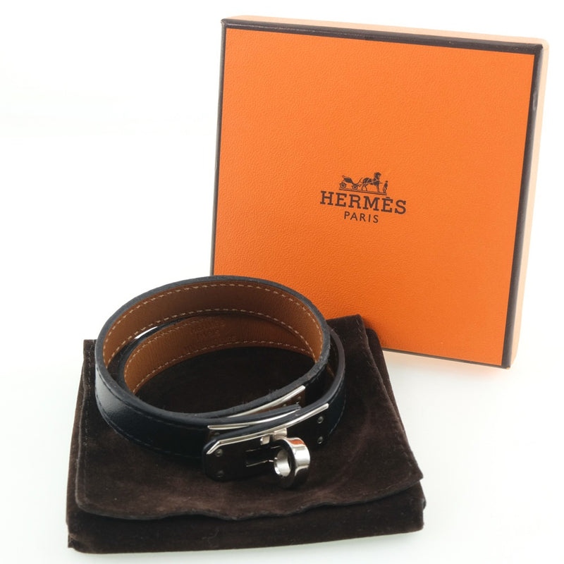 [HERMES] Hermes Celed Duble Tour Bracelet Calf Black □ R engraved Ladies Bracelet A-Rank