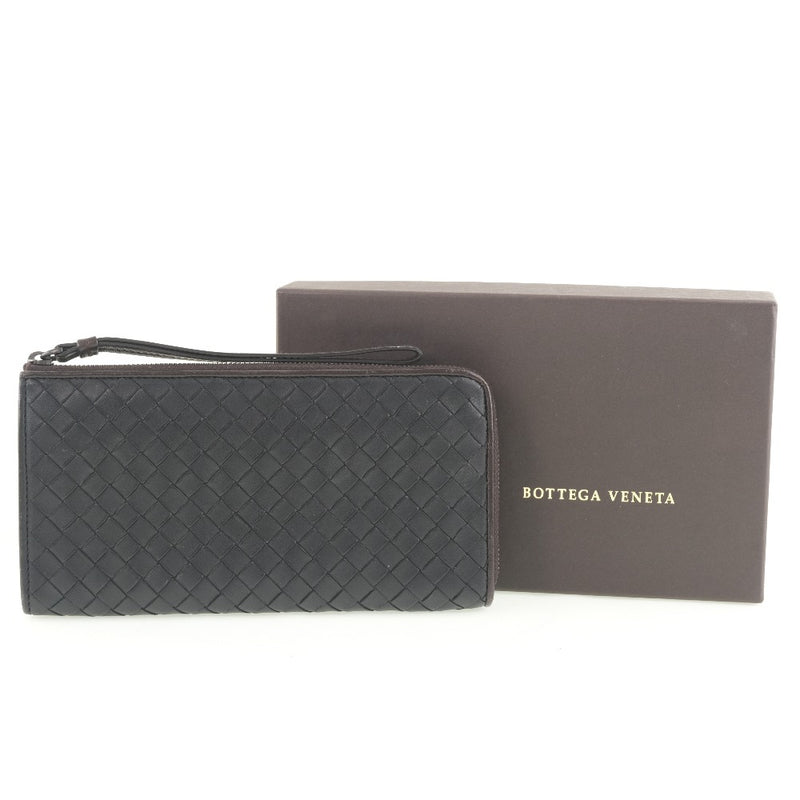[Bottegaveneta] Bottega Veneta Long Wallet Intrechart 244823小牛黑色/茶紧固件A级