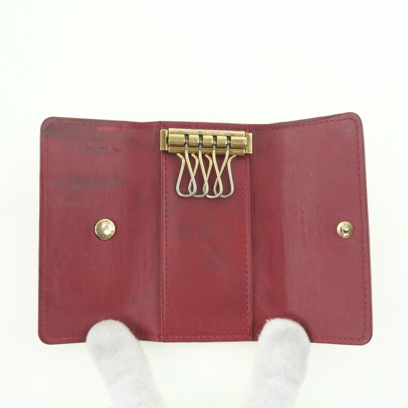 [LOUIS VUITTON] Louis Vuitton Multicre 4 4 ​​-units M91976 Key Case Monogram Verni Pom Damur Red TS5100 engraved Ladies key case