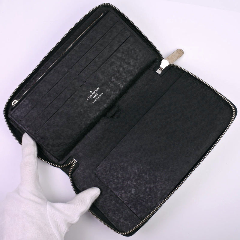 [Louis Vuitton] Louis Vuitton Organizador Zippy Round Sardener M63852 Long Epireather Black SN4154 Larga billetera de hombres grabados