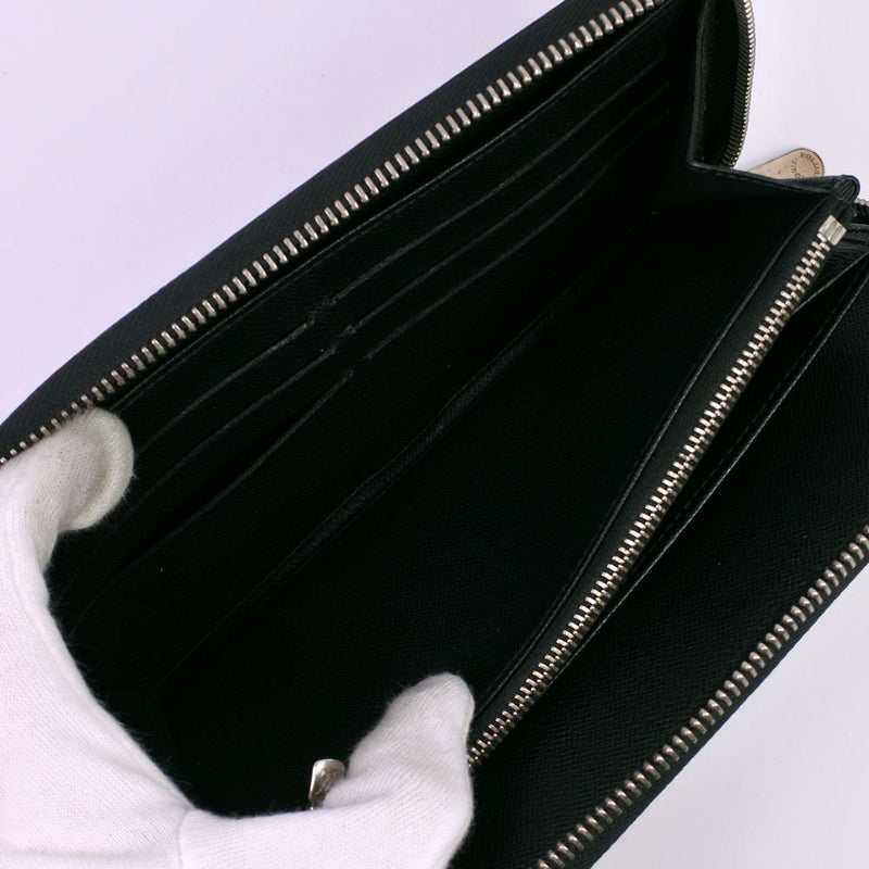 [Louis Vuitton] Louis Vuitton Organizador Zippy Round Sardener M63852 Long Epireather Black SN4154 Larga billetera de hombres grabados
