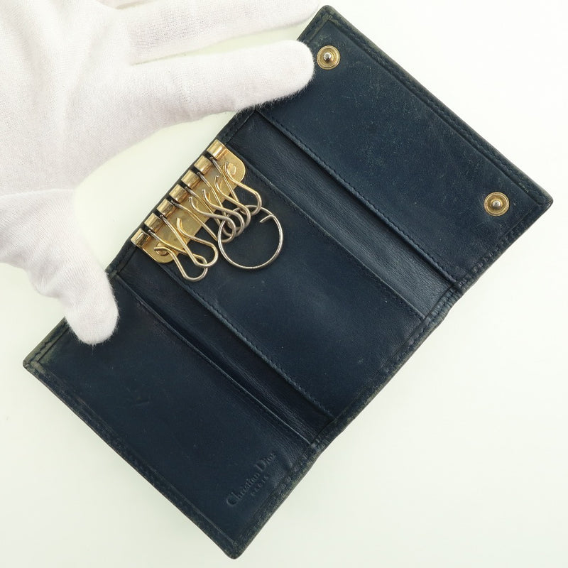 [Dior] Christian Dior Trotter Case de 6 llaves Canvas x cuero Negro Damas Caso de llave