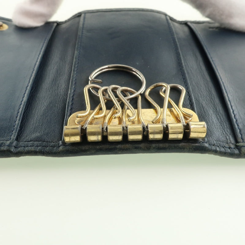 [Dior] Christian Dior Trotter Case de 6 llaves Canvas x cuero Negro Damas Caso de llave