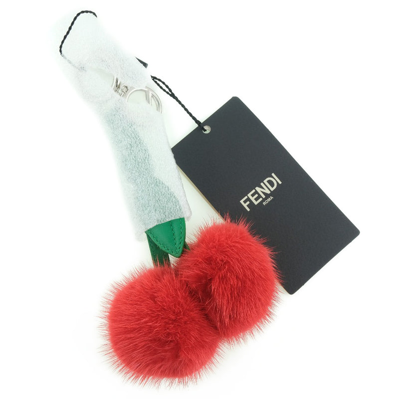 FENDI バッグチャーム チェリー キーホルダー ファー レザー