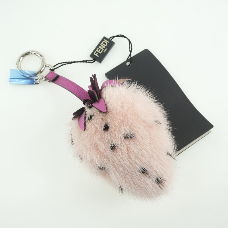 [Fendi] Fendi Strawberry/Strawberry 7AR677 A3D1 F13DW Charm Leather X Fur Pink Ladies Charm S Rank