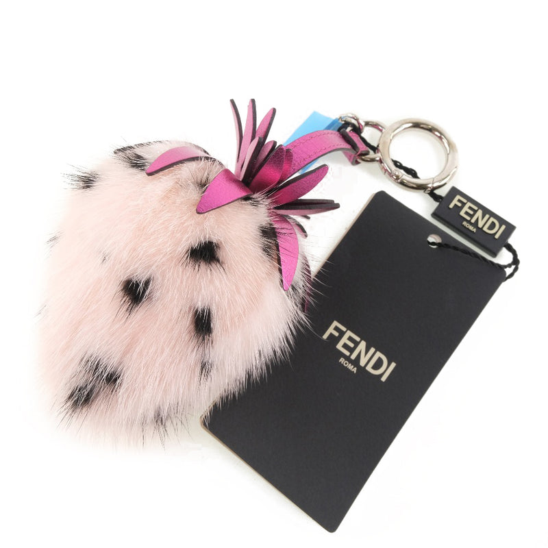 [Fendi] Fendi Strawberry/Strawberry 7AR677 A3D1 F13FW Charm Leather X Leather X Fur Pink Ladies Charm S Rank
