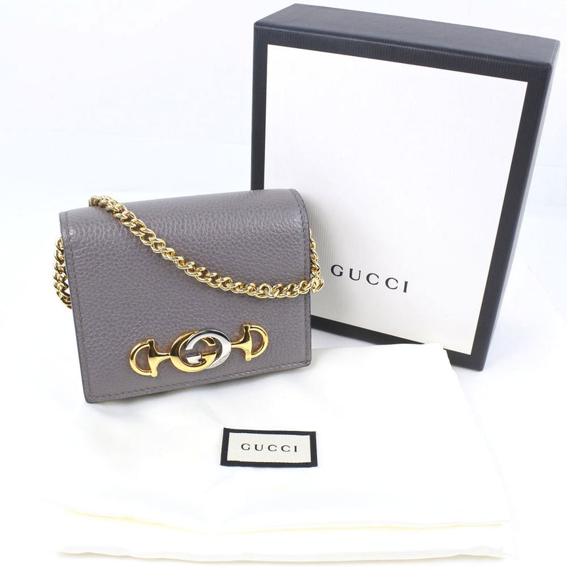 Gucci Gray Zumi Grainy Card Case Wallet