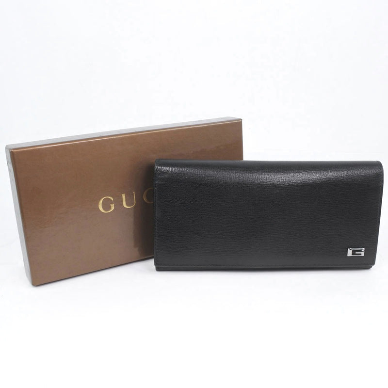 [Gucci] Gucci 123660 Larga billetera de cuero de cuero negro billetera larga un rango