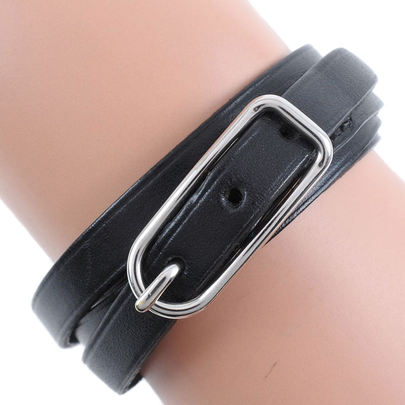 [HERMES] Hermes Apple Bracelet Leather Black Unisex Bracelet A Rank