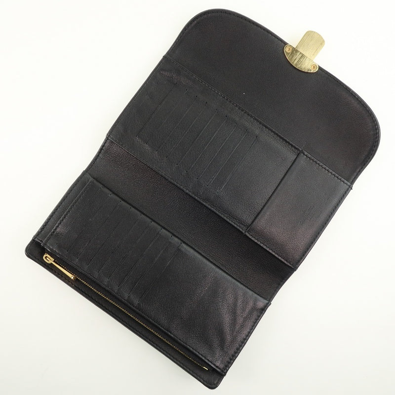 [Louis Vuitton] Louis Vuitton Amelia M95968 Long Wallet Monogram Mahina Black TH0039 조각 된 숙녀 Long Wallet