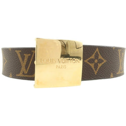 [LOUIS VUITTON] Louis Vuitton Santule Carre M6800W Belt Monogram Canvas tea LB0054 engraved ladies belt A rank