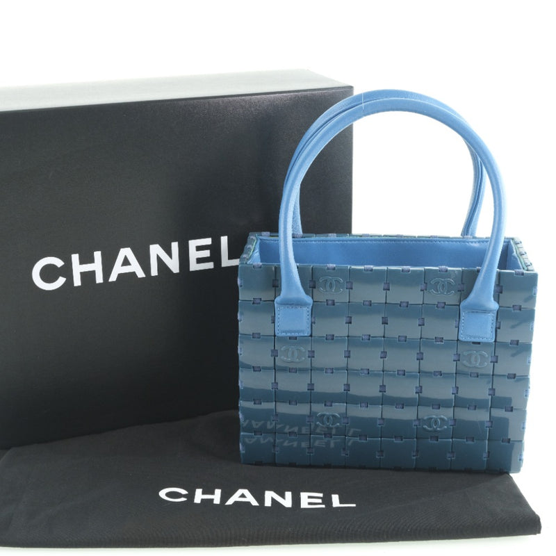 CHANEL] Chanel A16736 Handbag Leather x Plastic Blue Ladies