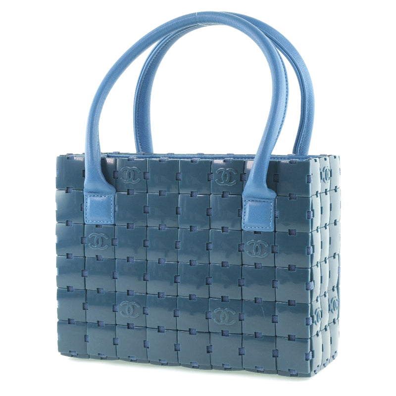[CHANEL] Chanel A16736 Handbag Leather x Plastic Blue Ladies Handbag A-Rank