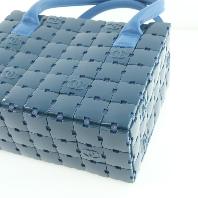 [CHANEL] Chanel A16736 Handbag Leather x Plastic Blue Ladies Handbag A-Rank