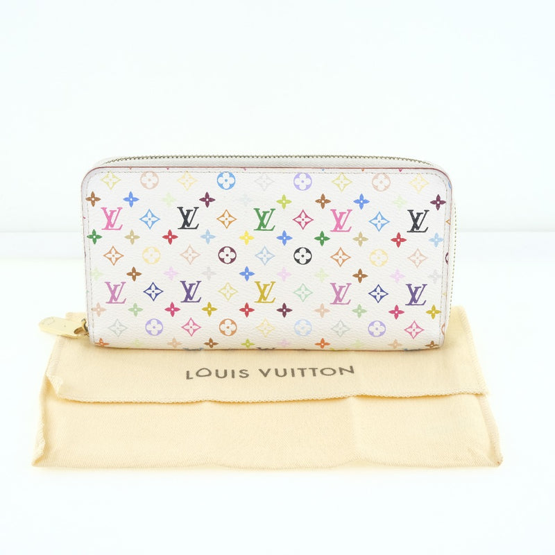 Louis Vuitton White Multicolor Zippy Coin Purse Wallet Compact Zip Around 861198
