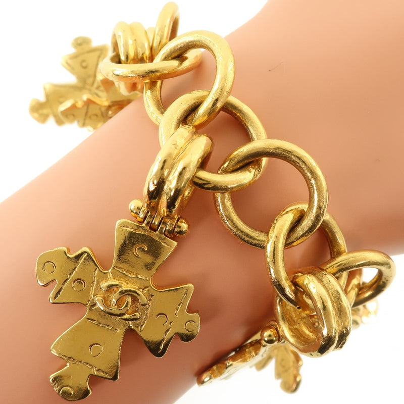 [CHANEL] Chanel Cross/Coco Mark Vintage Bracelet Gold Plating 94P engraved Ladies Bracelet A-Rank