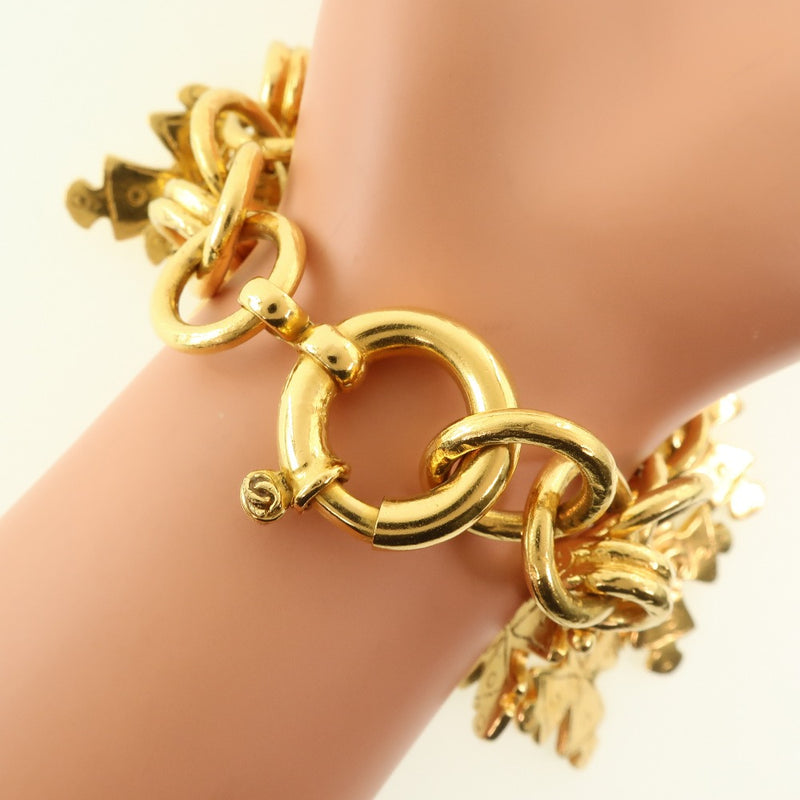 [Chanel] Chanel Cross/Coco Mark Pulsera vintage Gold de oro 94P Pulsera de damas grabadas A-Rank
