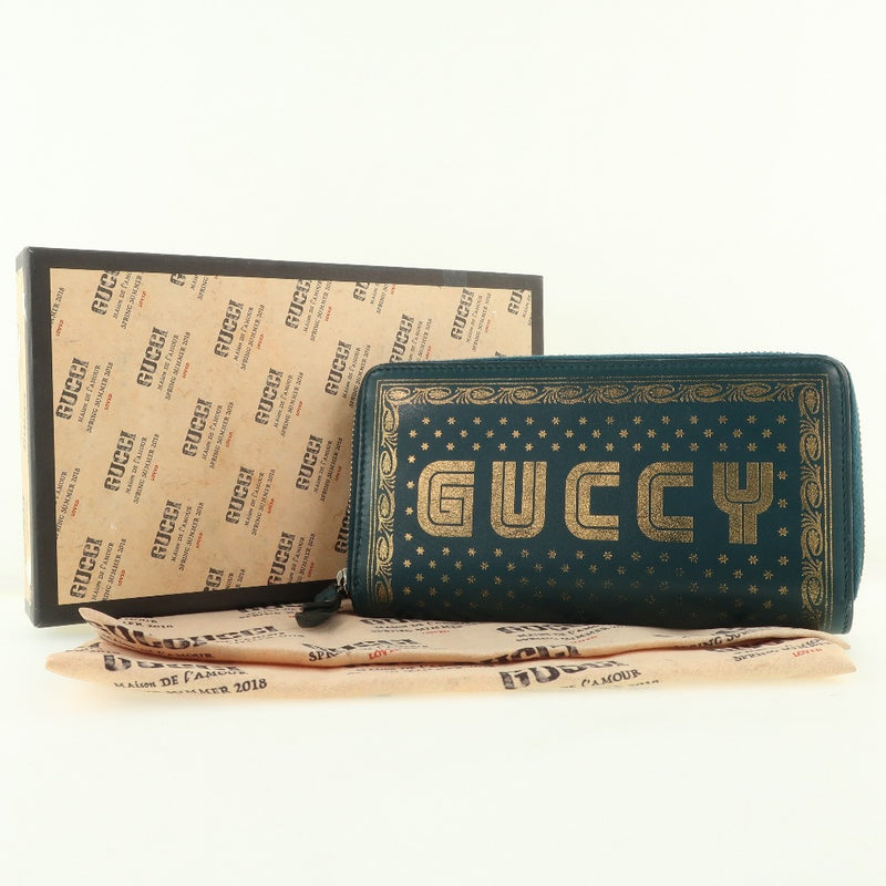 [GUCCI] Gucci Round Fastener Sega Star 524338 Long Wallet Leather Blue Unisex Long Wallet